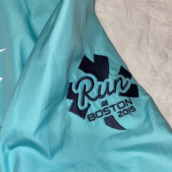 Saucony Full Zip Running Light Blue / Teal Lightweight Jacket Run Boston 2015 XL - Picture 5 of 11